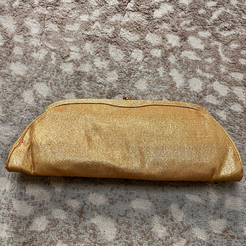 Vintage 1940s Gold Glitter Evening Clutch